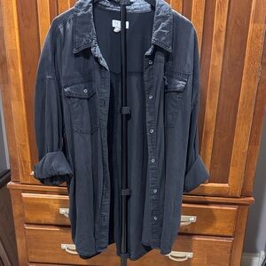 Women's Gray Button Down Shirt